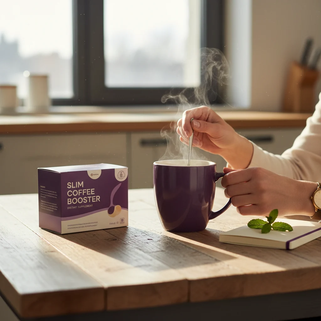 Morning ritual with Slim Coffee Booster - coffee supplement for an active lifestyle